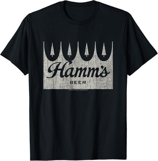 Hamm's Distressed Wooden Sign Beer Badge T-Shirt - T-Shirt | Black