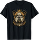 Funny Bulldog Dog With Golden Crown Women Girls Kids T-Shirt - T-Shirt | Black