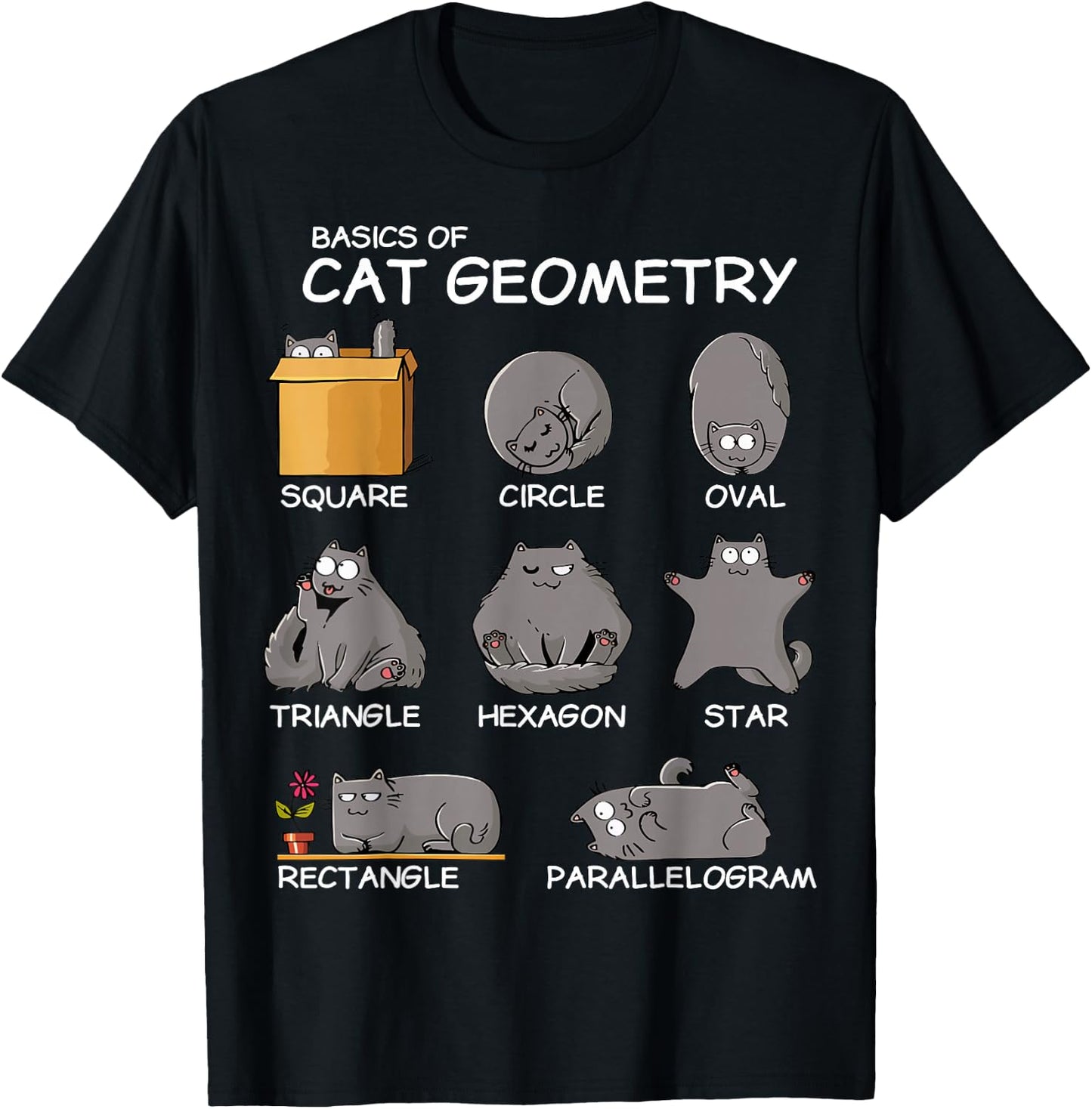Cat Geometry Math Funny Cat Gifts For Cat Dad, Cat Mom, Kids , Small, Black T-Shirt - T-Shirt | Black