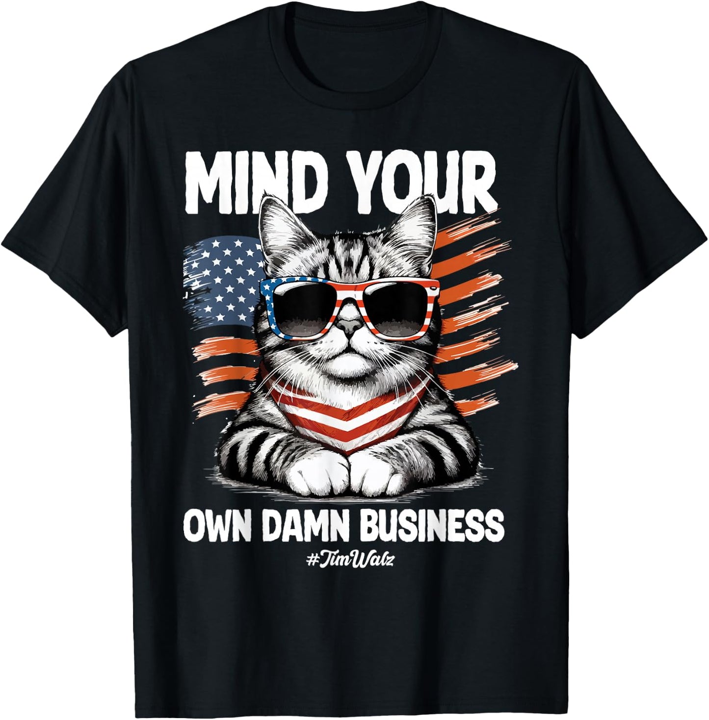 Walz Mind Your Own Damn Business Harris Waltz Cat Lady T-Shirt - T-Shirt | Black