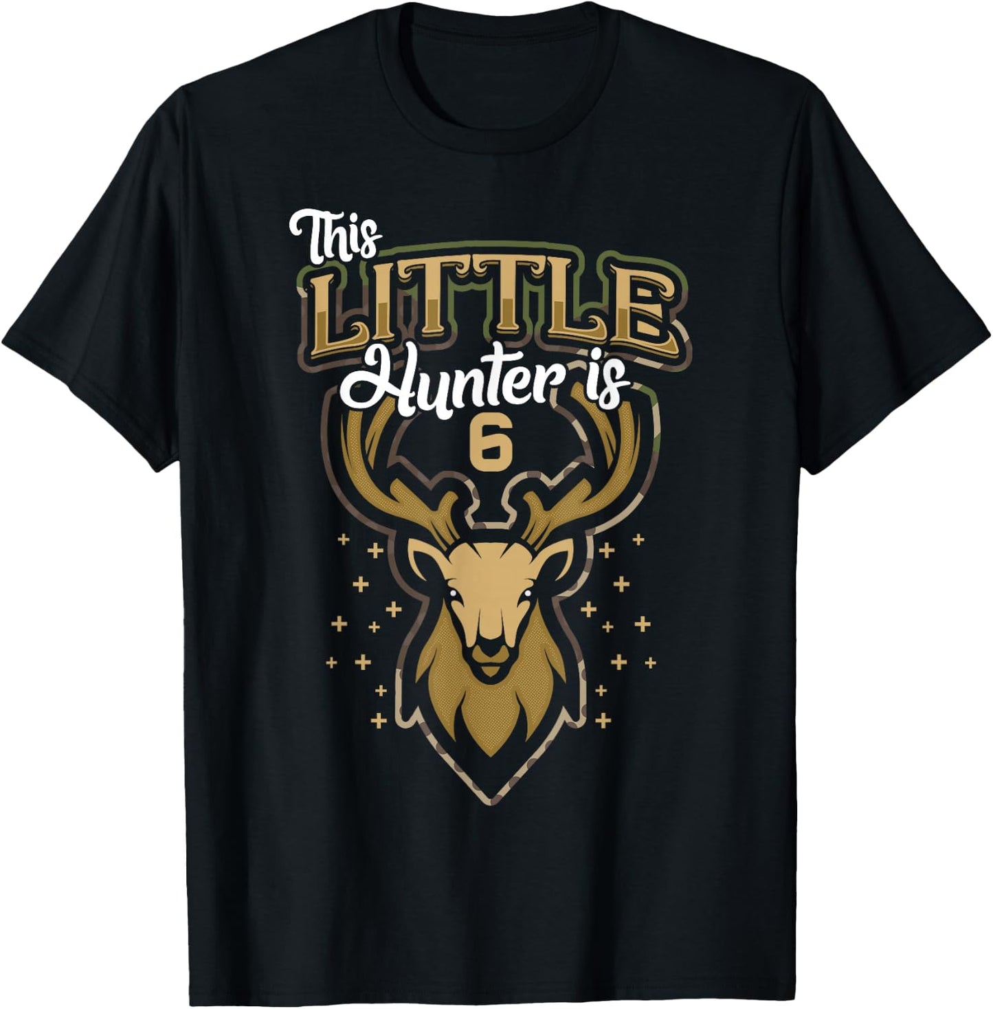 6th Birthday Shirt Hunting Boy Deer Hunter Gift 6 Years Old T-Shirt - T-Shirt | Black