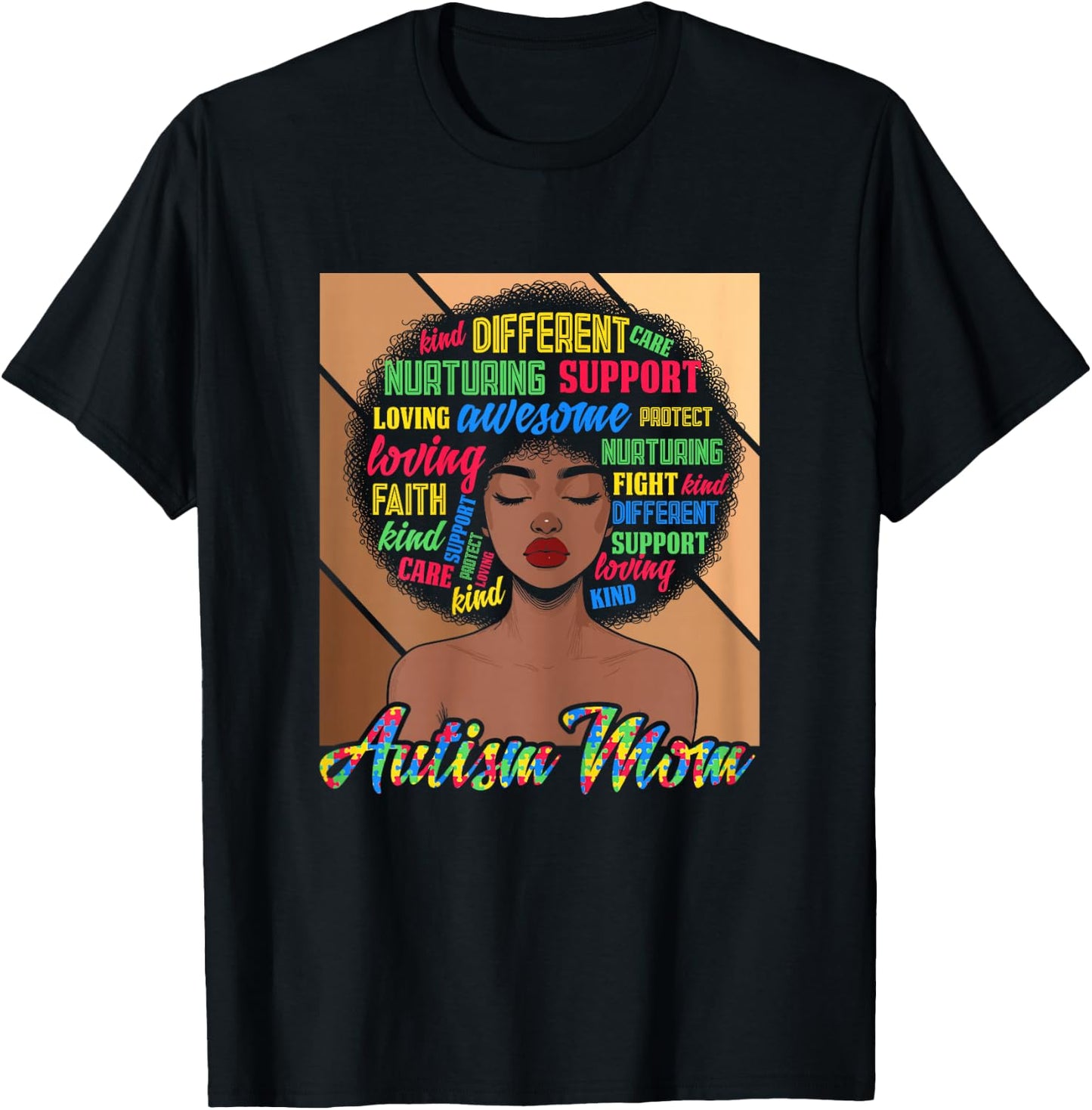 Autism Mom black women autism awareness for mom Melanin T-Shirt - T-Shirt | Black