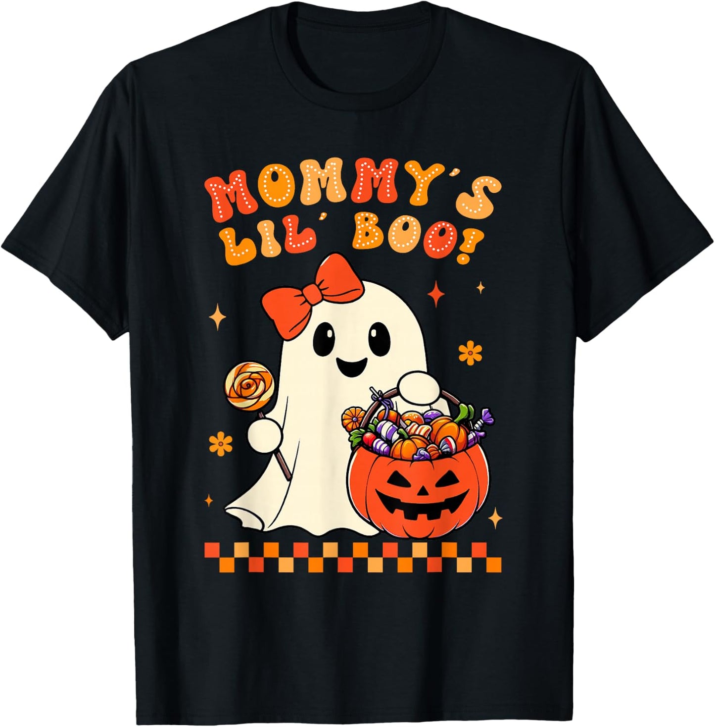 Groovy Halloween Ghost Mommys Lil Boo Girls Kids Toddler T-Shirt - T-Shirt | Black