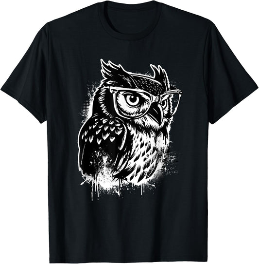Owl - Animal Birds Lover Ornithologist Ornithology T-Shirt - T-Shirt | Black