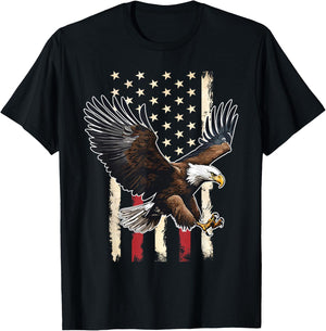Vintage Bald Eagle American flag 4th Of July Boys Patriotic T-Shirt - T-Shirt | Black