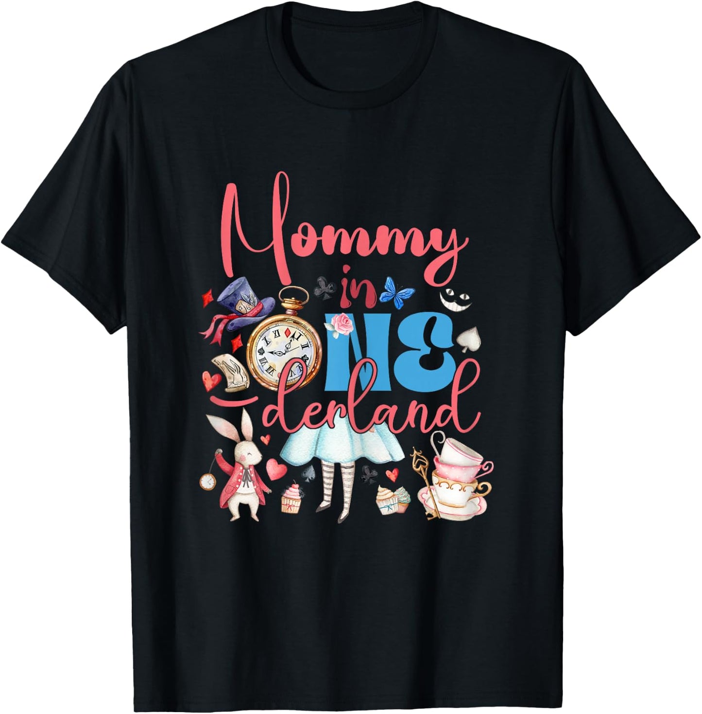 Alice Mommy in ONEderland Birthday Family T-Shirt - T-Shirt | Black