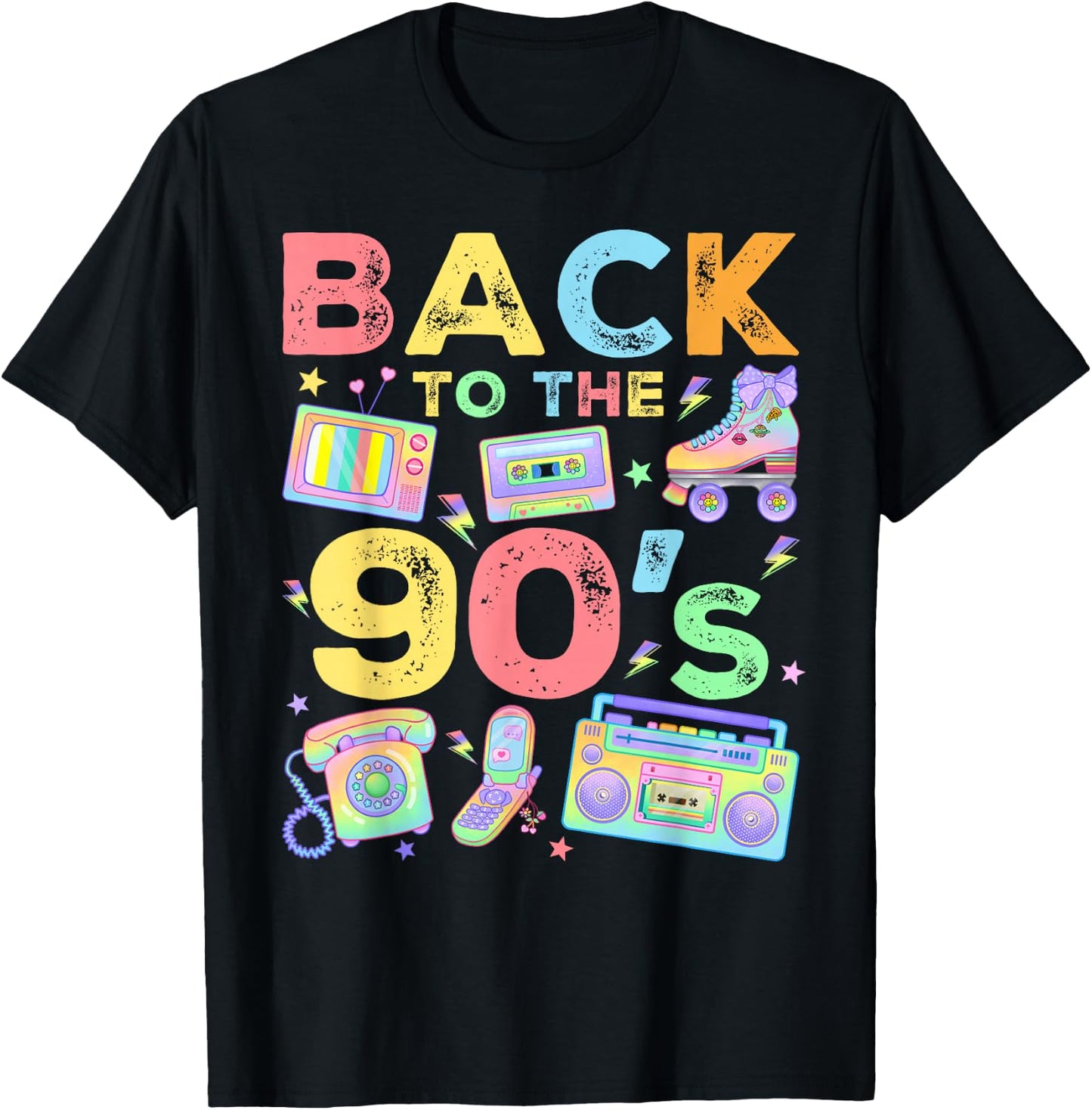 Back To 90's 1990s Vintage Style Nineties Retro Party T-Shirt - T-Shirt | Black