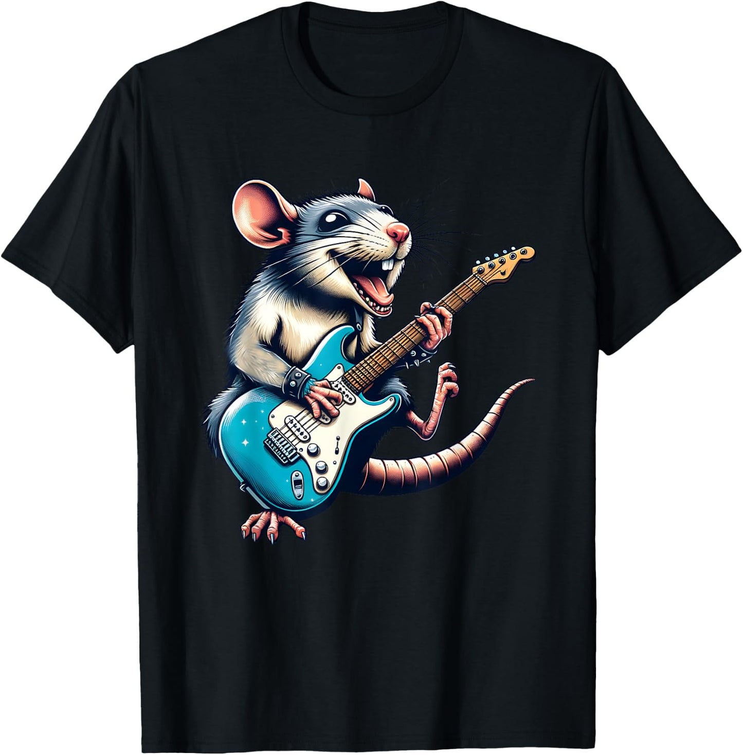 Guitar Rat Rock and Roll Guitar Player Guitarist T-Shirt - T-Shirt | Black