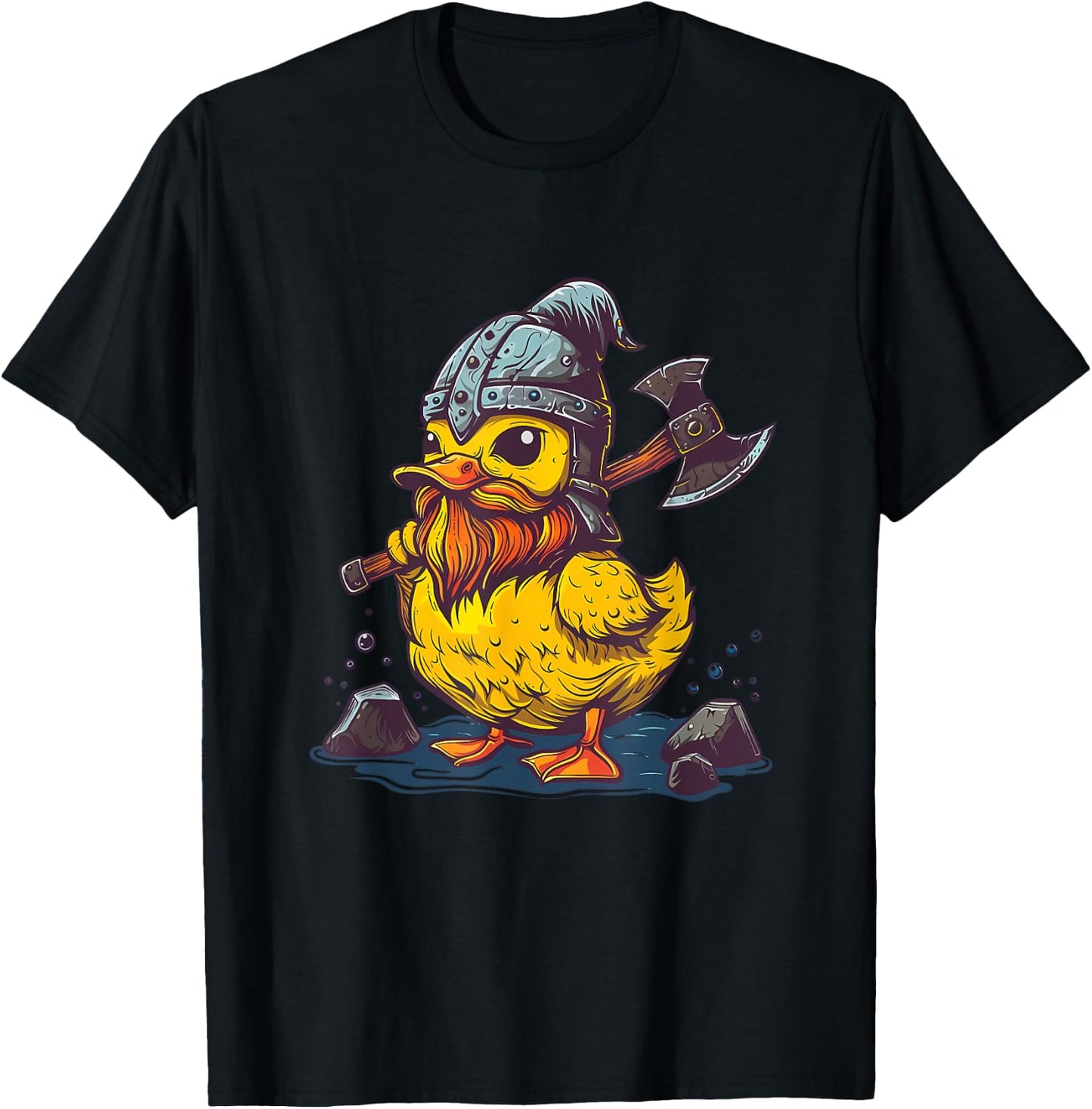Rubber Duckie Rubber Duck Viking Duck Funny Rubber Duck T-Shirt - T-Shirt | Black