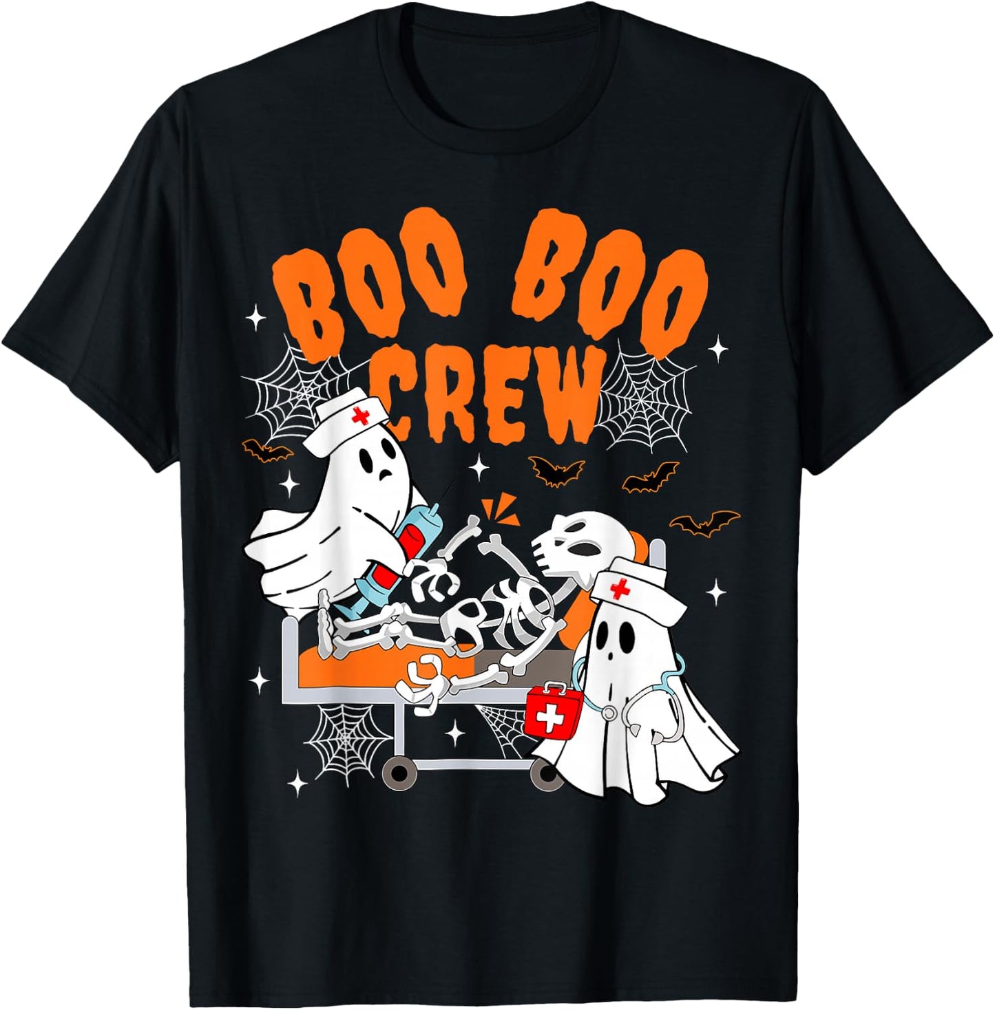 Boo Boo Crew Halloween Ghost Nurse Pediatric Nurse OR Nurse T-Shirt - T-Shirt | Black