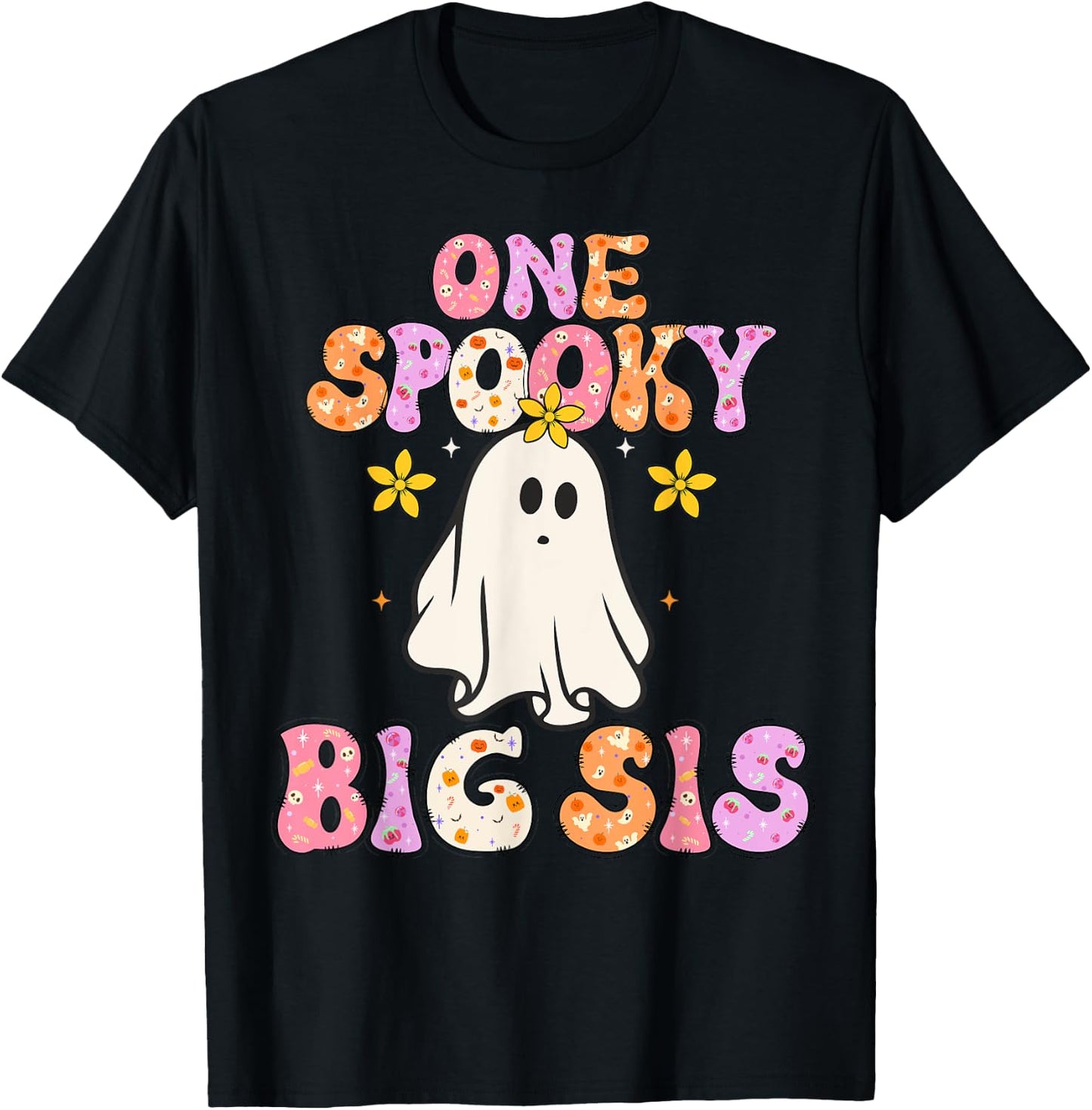 Big Sister Halloween One Spooky Big sister Announcement T-Shirt - T-Shirt | Black