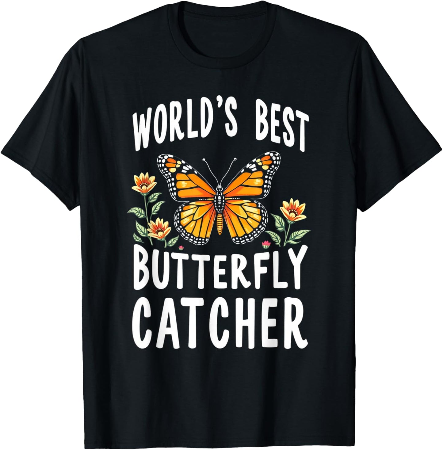Mom Women's Gifts NatureLoversCo World's Best Butterfly Catcher Nature Enthusiast T-Shirt - T-Shirt | Black