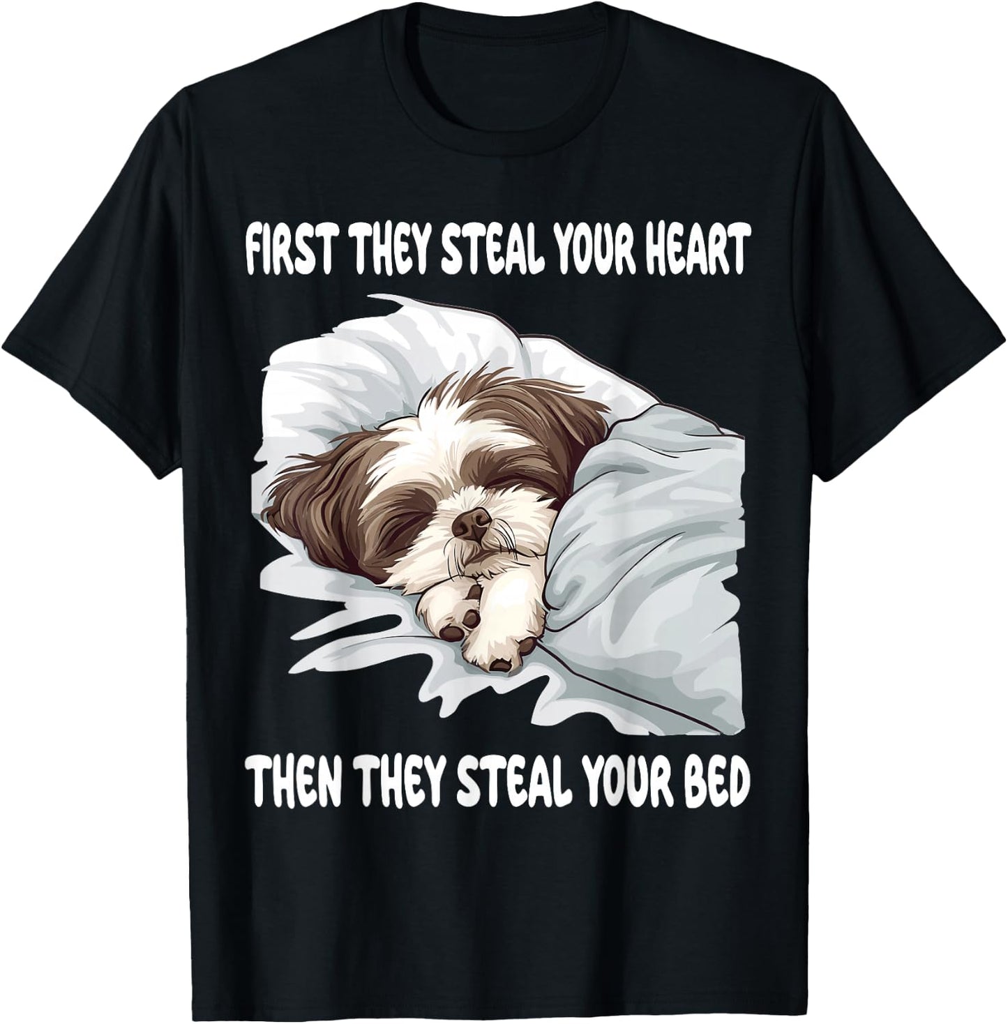 Shih Tzu Sleeping Pajamas Nightgown T-Shirt - T-Shirt | Black