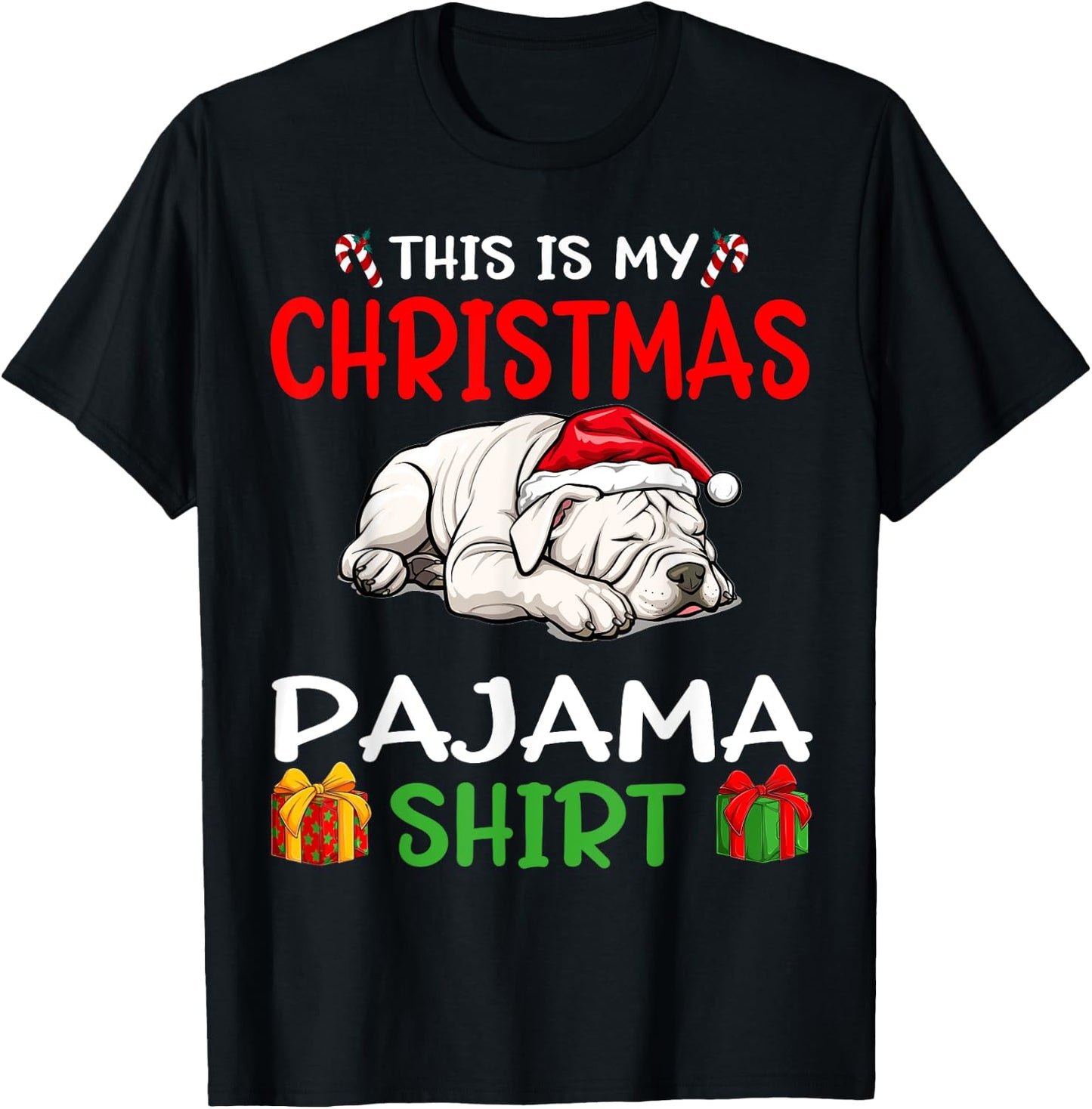 Cute Dogo Argentino Dog This is my Christmas Pajama Women Kids T-Shirt - T-Shirt | Black