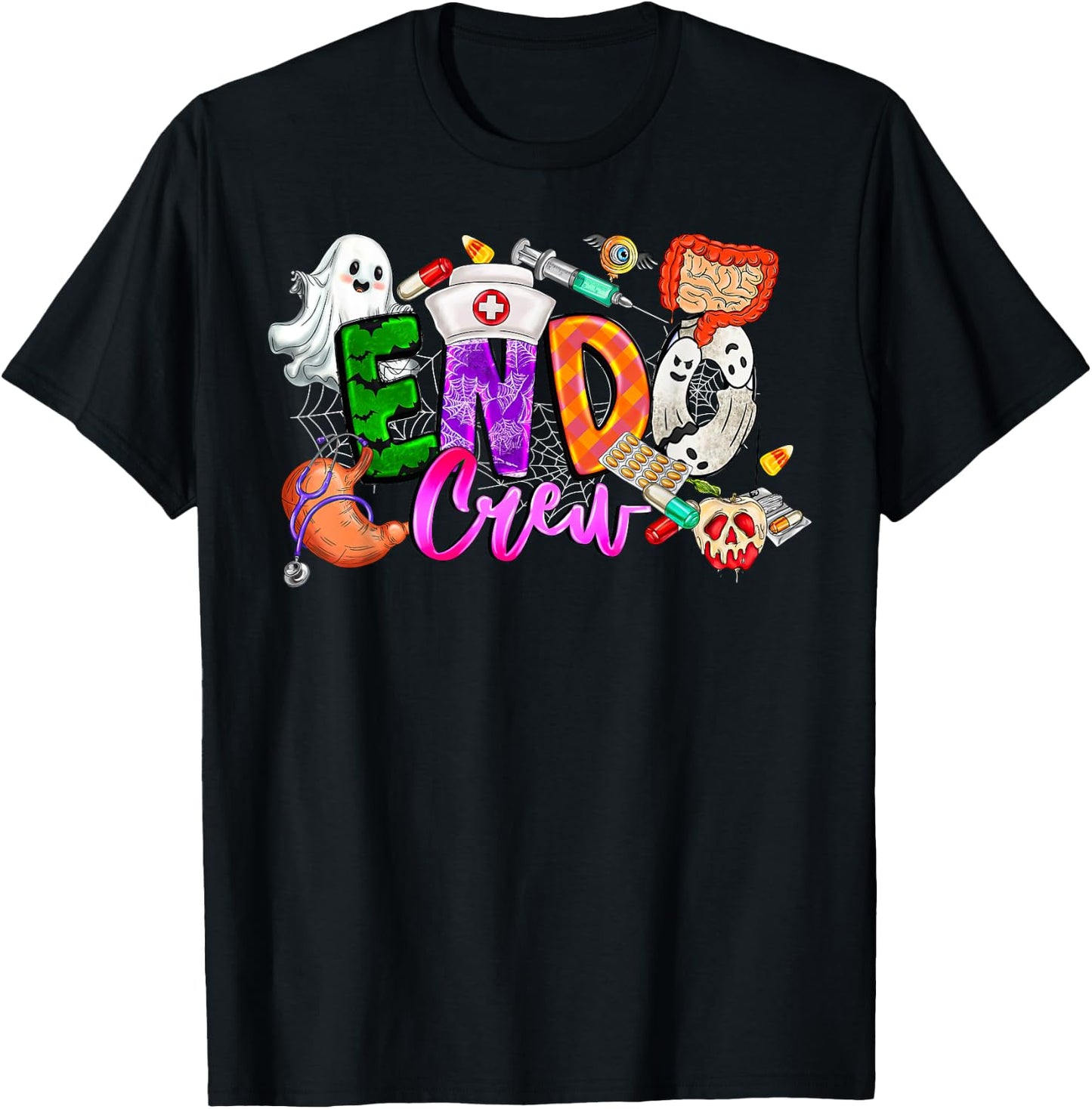 Retro Endo Crew Endoscopy Endo Nurse Tech Squad Halloween T-Shirt - T-Shirt | Black