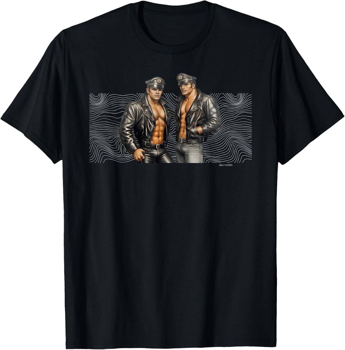 Retro Gay Leather Biker Gay Pride Daddy Bear Mustache T-Shirt - T-Shirt | Black