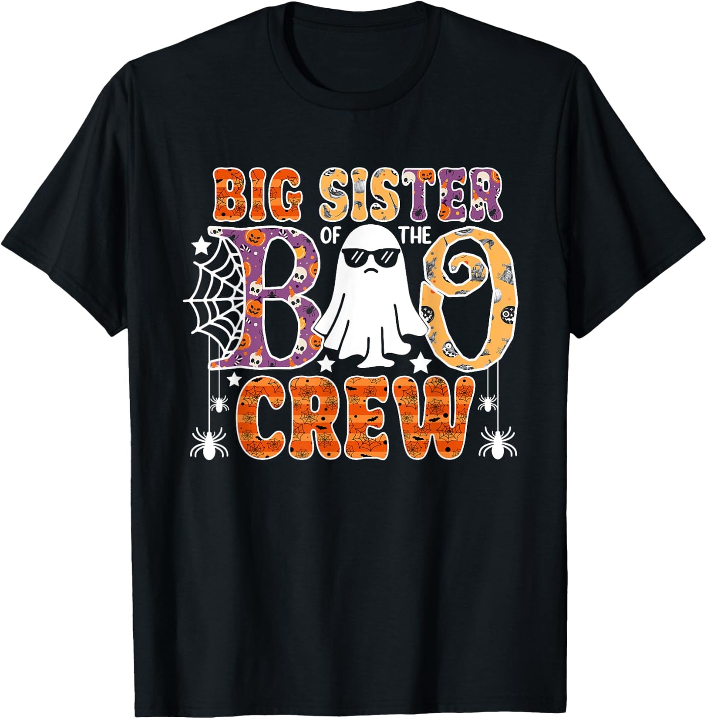 Big Sister Of The Boo Crew Funny Halloween Family Matching T-Shirt - T-Shirt | Black