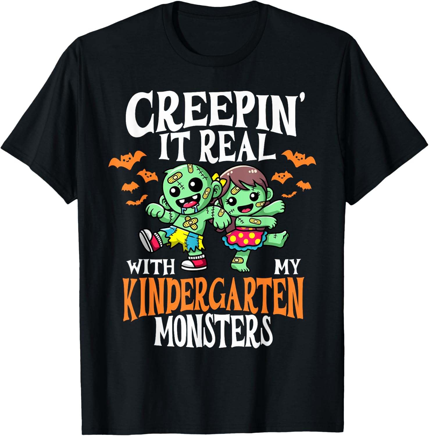 Creepin It Real Monster PreK Kindergarten Teacher Halloween T-Shirt - T-Shirt | Black