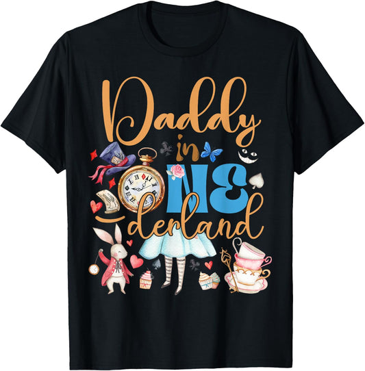 Alice Daddy in ONEderland Birthday Family T-Shirt - T-Shirt | Black