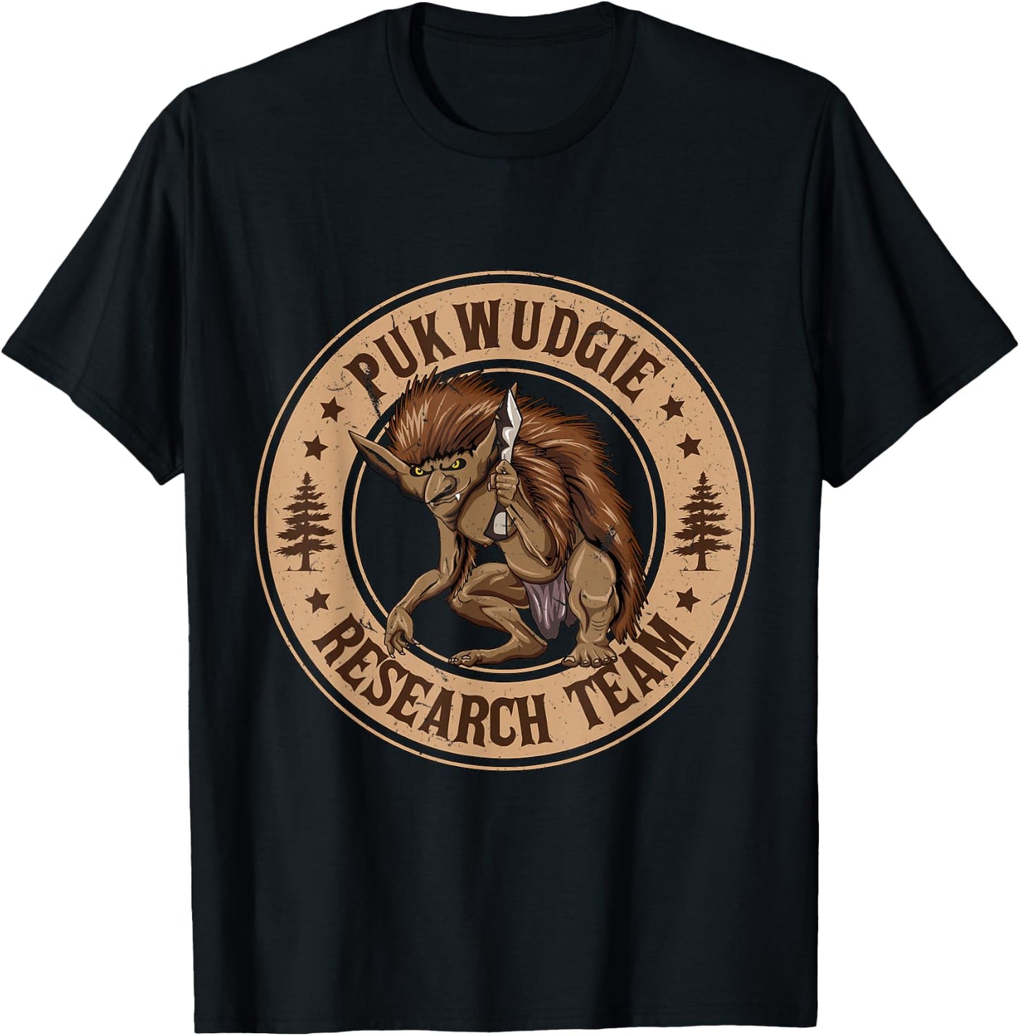 Pukwudgie Research Team Monster Creatures Local Cryptid T-Shirt - T-Shirt | Black
