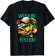 Wishin' I Was Fishin' Funny Fishing Fisherman Father's Day T-Shirt - T-Shirt | Black
