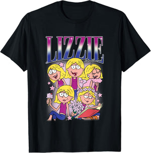 Disney Lizzy McGuire Lizzie 90s Style Collage Big Chest Logo T-Shirt - T-Shirt | Black