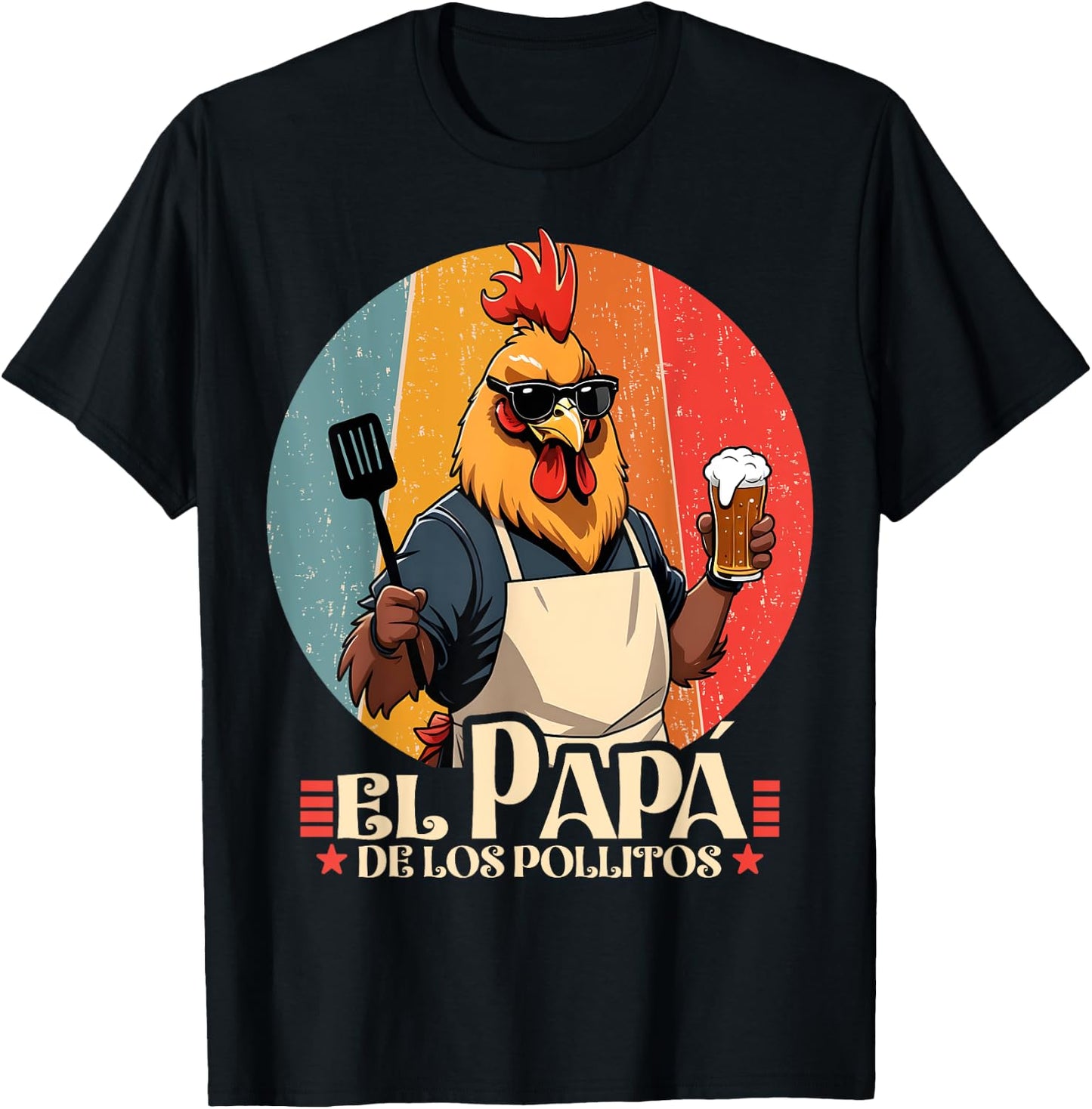 El Papa de lo pollitos funny Spanish Dia del Padre T-Shirt - T-Shirt | Black