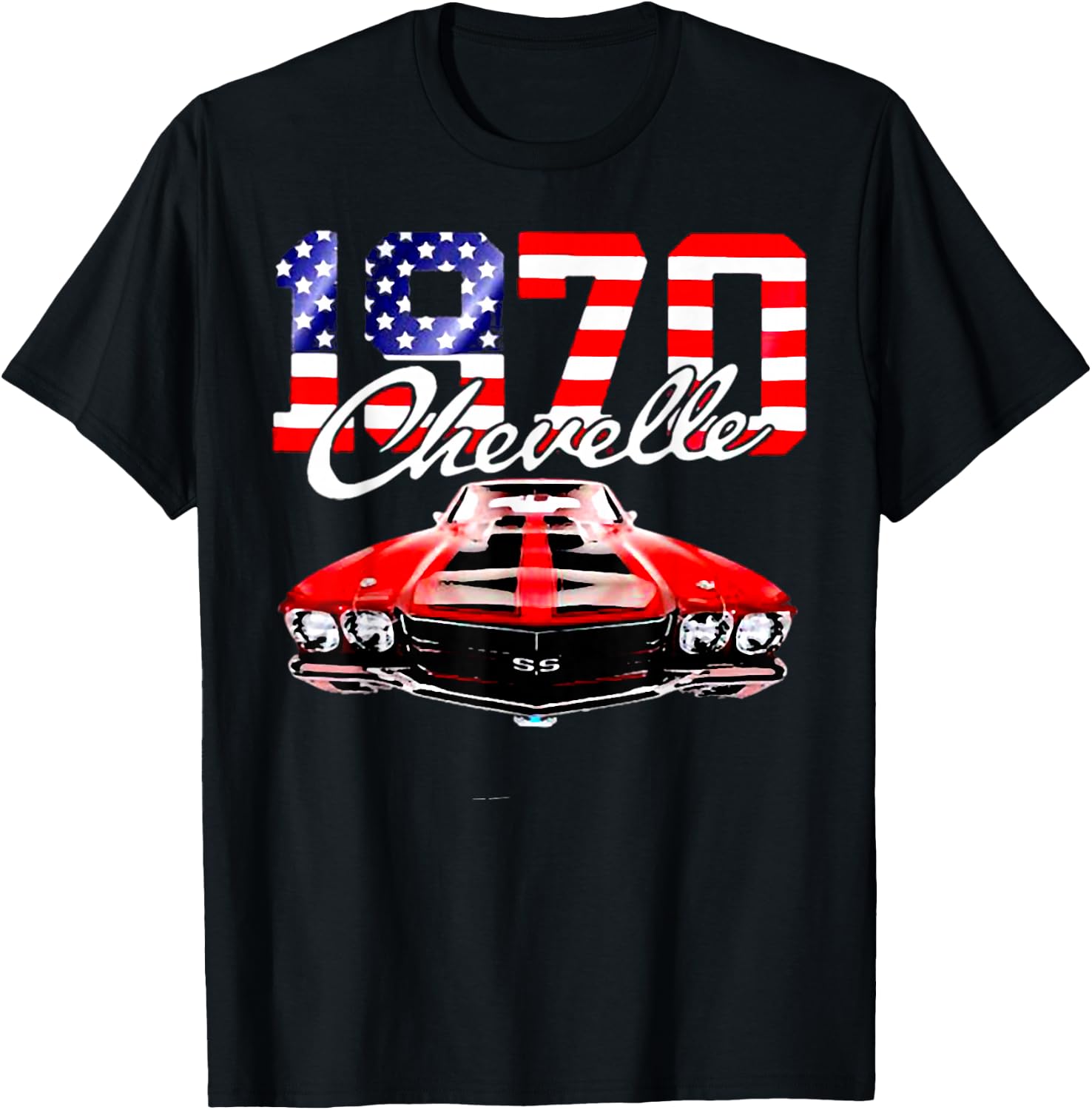 1970 70 Chevelle SS Trending Chevys Muscle Red White Car T-Shirt - T-Shirt | Black