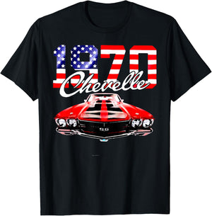 1970 70 Chevelle SS Trending Chevys Muscle Red White Car T-Shirt - T-Shirt | Black