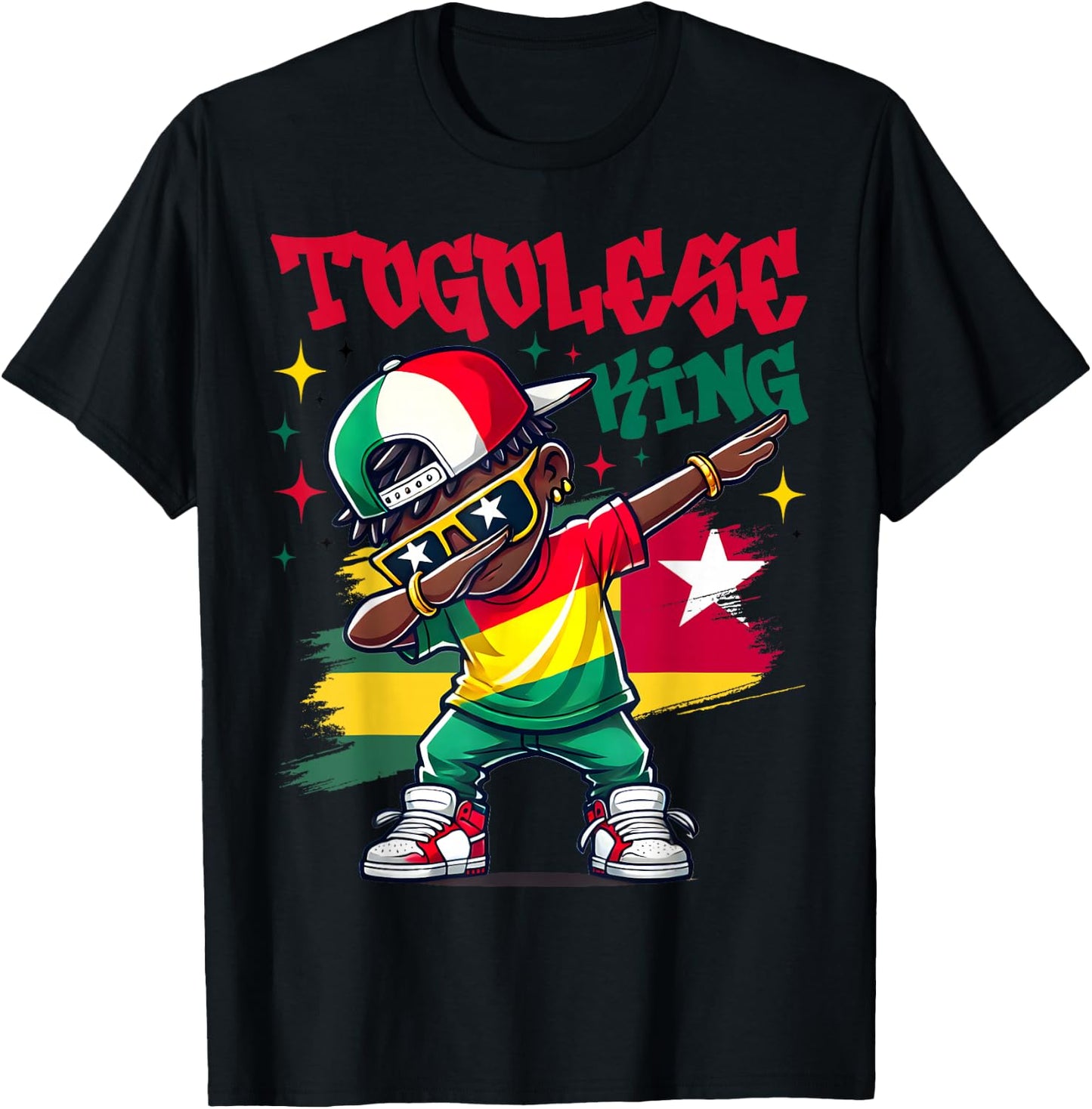 Togolese King Dabbing Togo Flag Pride for Kids T-Shirt - T-Shirt | Black