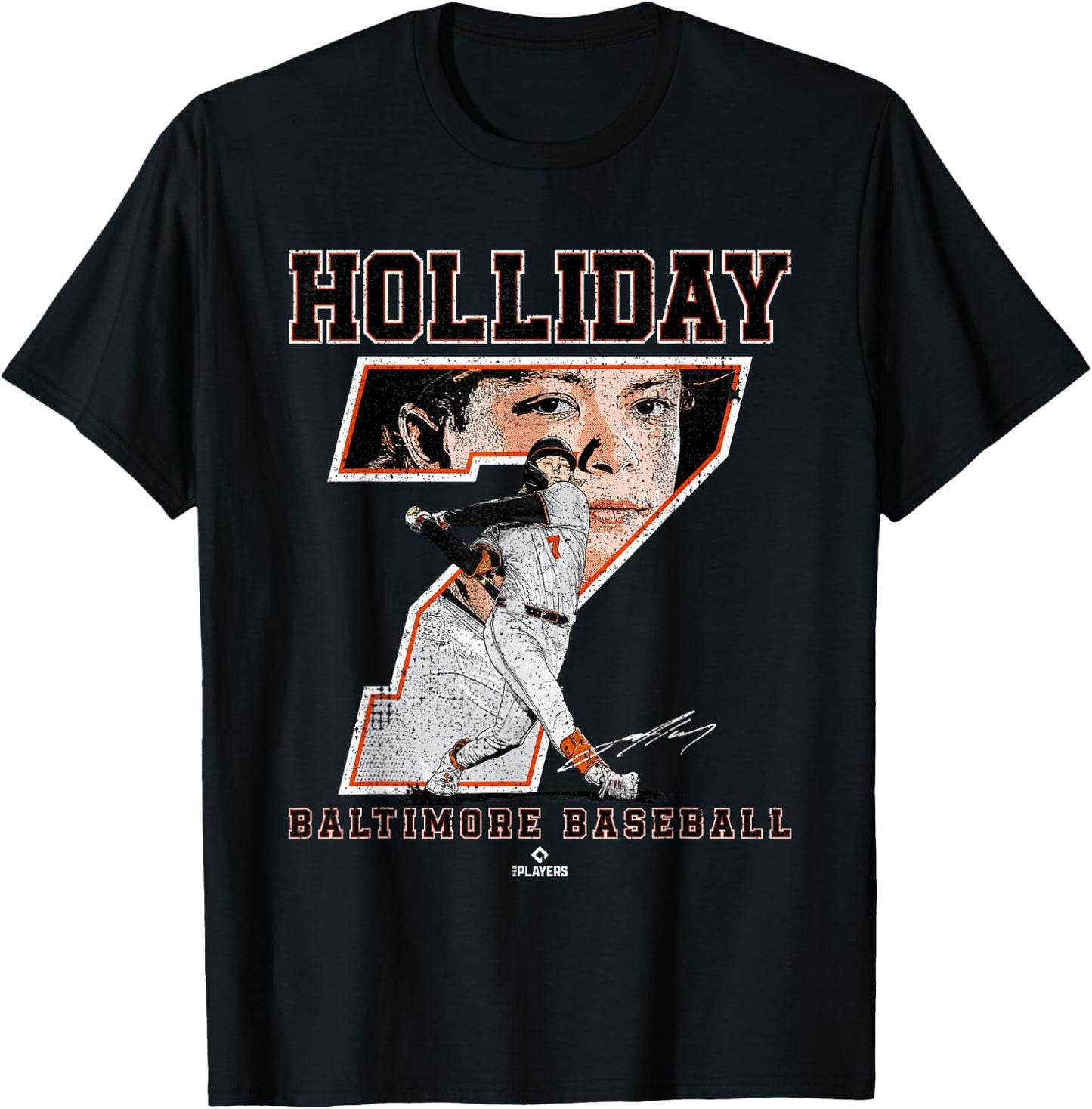 Number and Portrait Jackson Holliday Baltimore MLBPA T-Shirt - T-Shirt | Black
