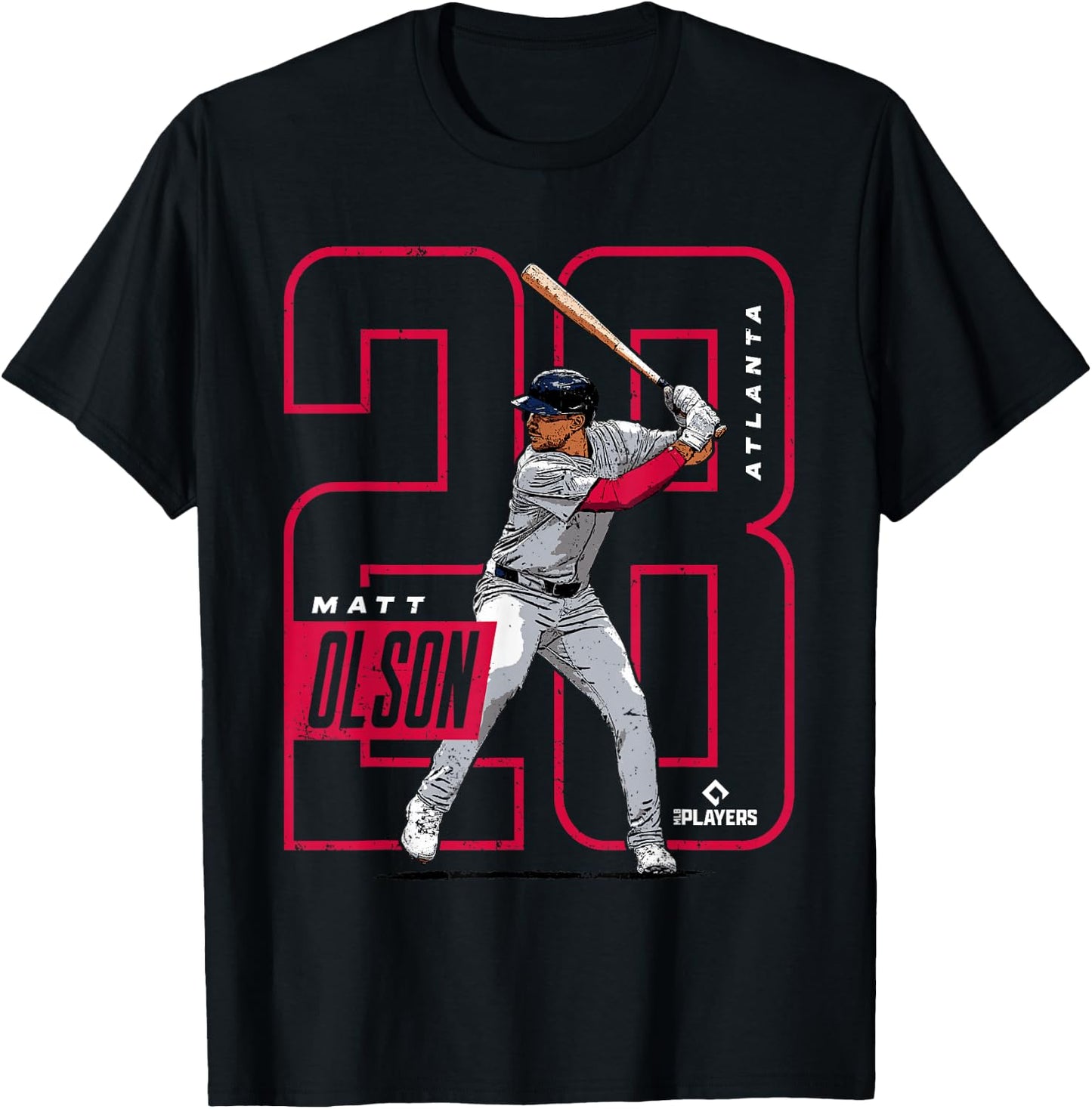 Matt Olson | Atlanta Baseball MLB Players | MLBOLS4025-S T-Shirt - T-Shirt | Black