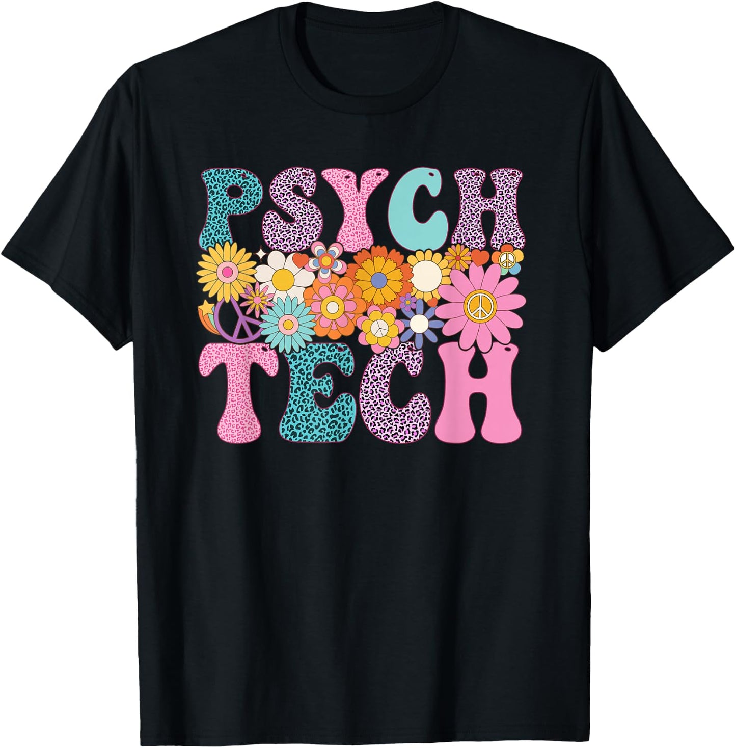 Psych Tech Week Groovy Leopard Appreciation Day T-Shirt - T-Shirt | Black