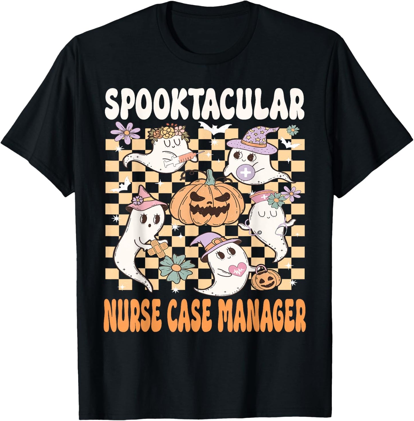 Nurse Case Manager Halloween Spooktacular Nurse Cute Ghost T-Shirt - T-Shirt | Black