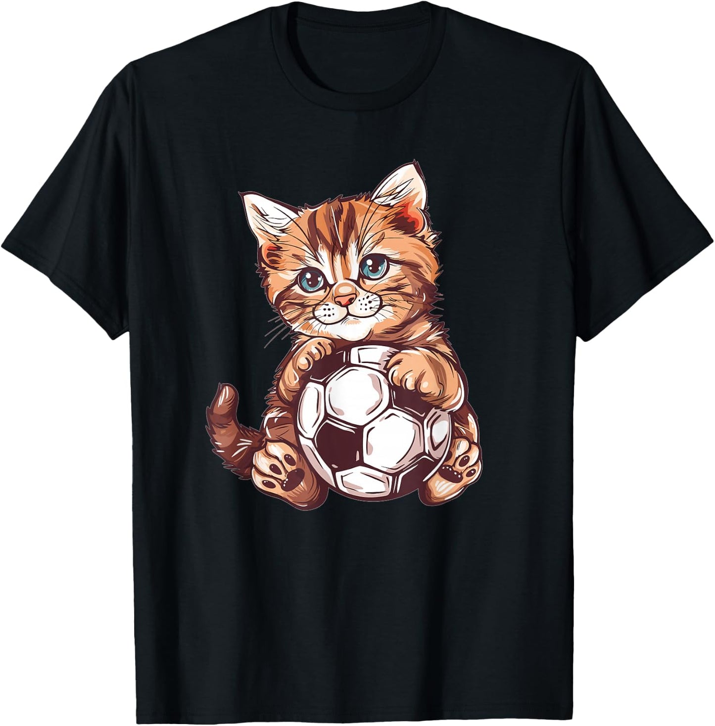 Cute Soccer Cat T-Shirt - T-Shirt | Black