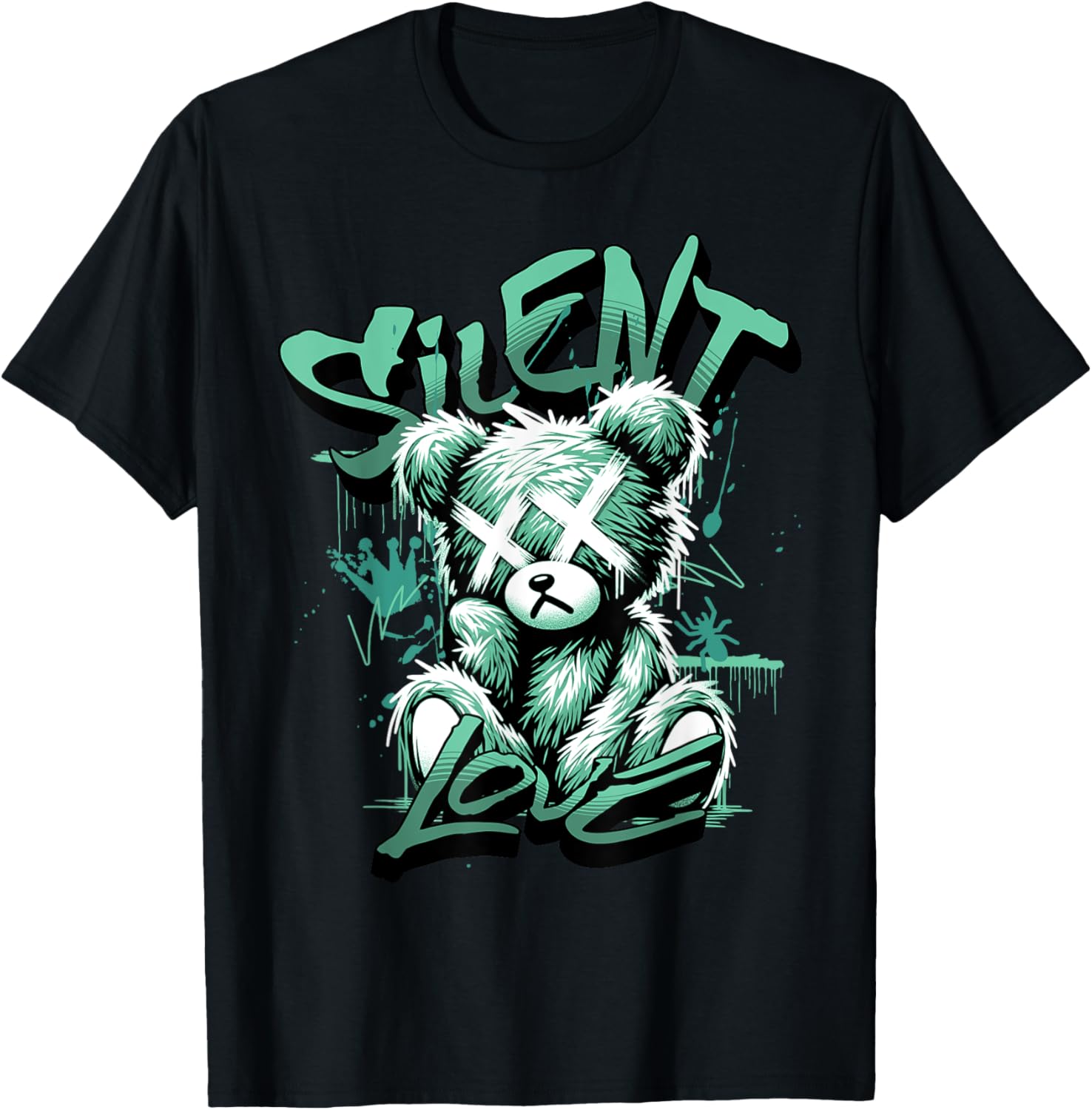 Silent Love Retro Green Glow 1s Matching Women T-Shirt - T-Shirt | Black