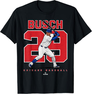 Number & Portrait Michael Busch Chicago MLBPA T-Shirt - T-Shirt | Black