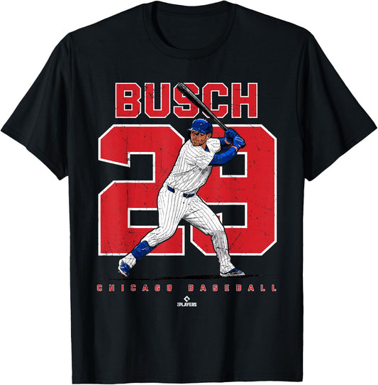 Number & Portrait Michael Busch Chicago MLBPA T-Shirt - T-Shirt | Black