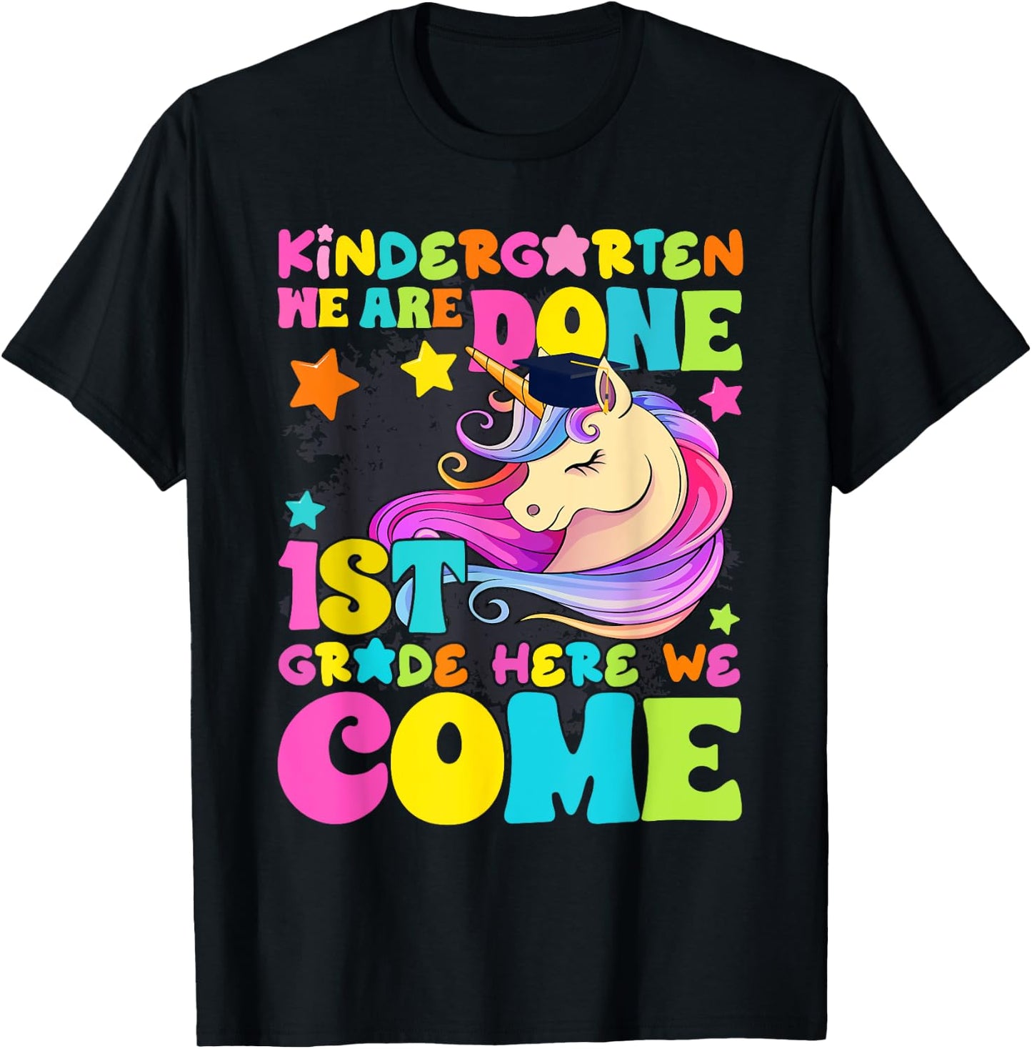 Kindergarten Graduation Magical Unicorn Girls Kids 2025 T-Shirt - T-Shirt | Black