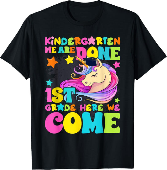 Kindergarten Graduation Magical Unicorn Girls Kids 2025 T-Shirt - T-Shirt | Black