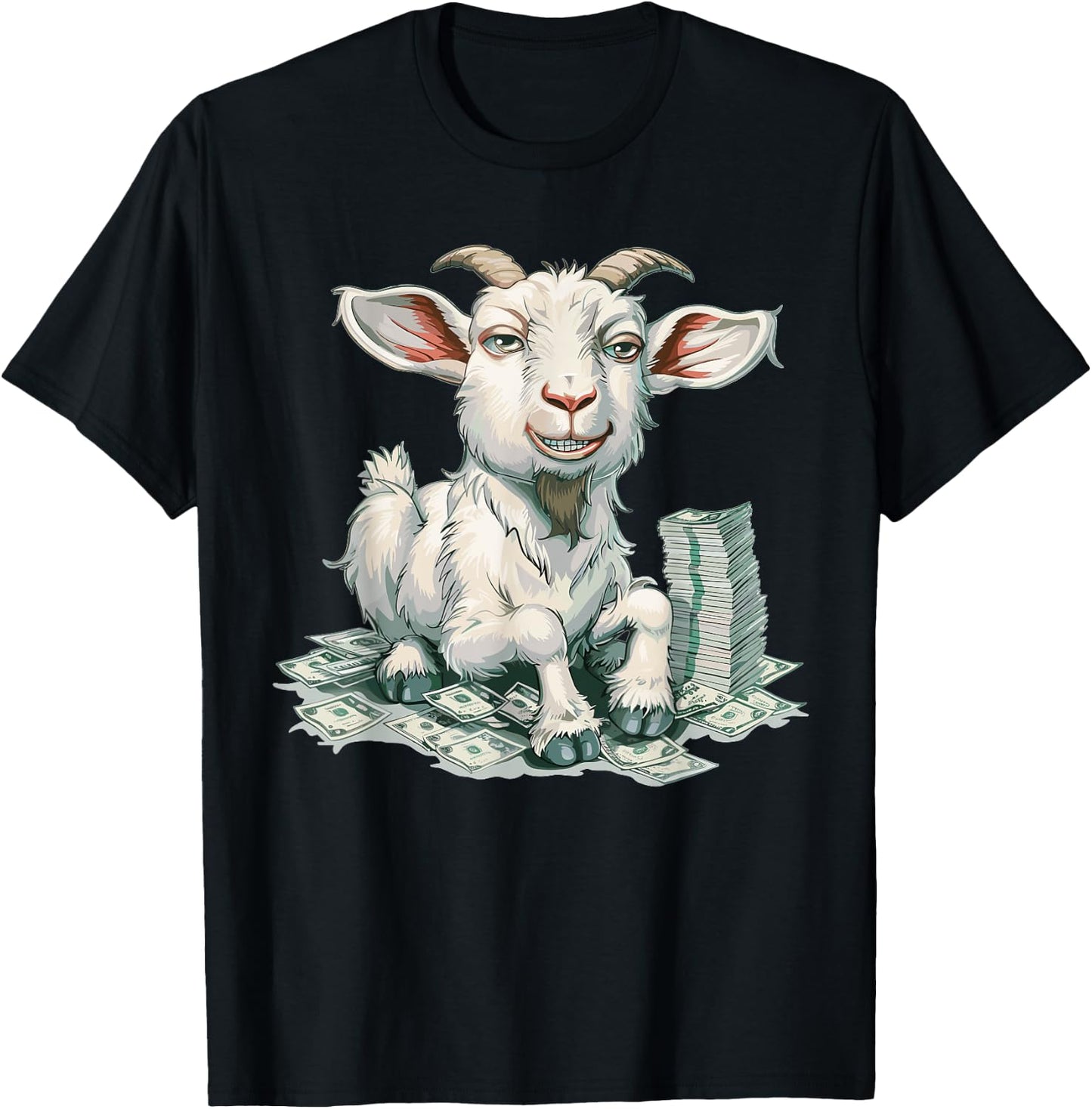Cartoon Money Goat T-Shirt - T-Shirt | Black