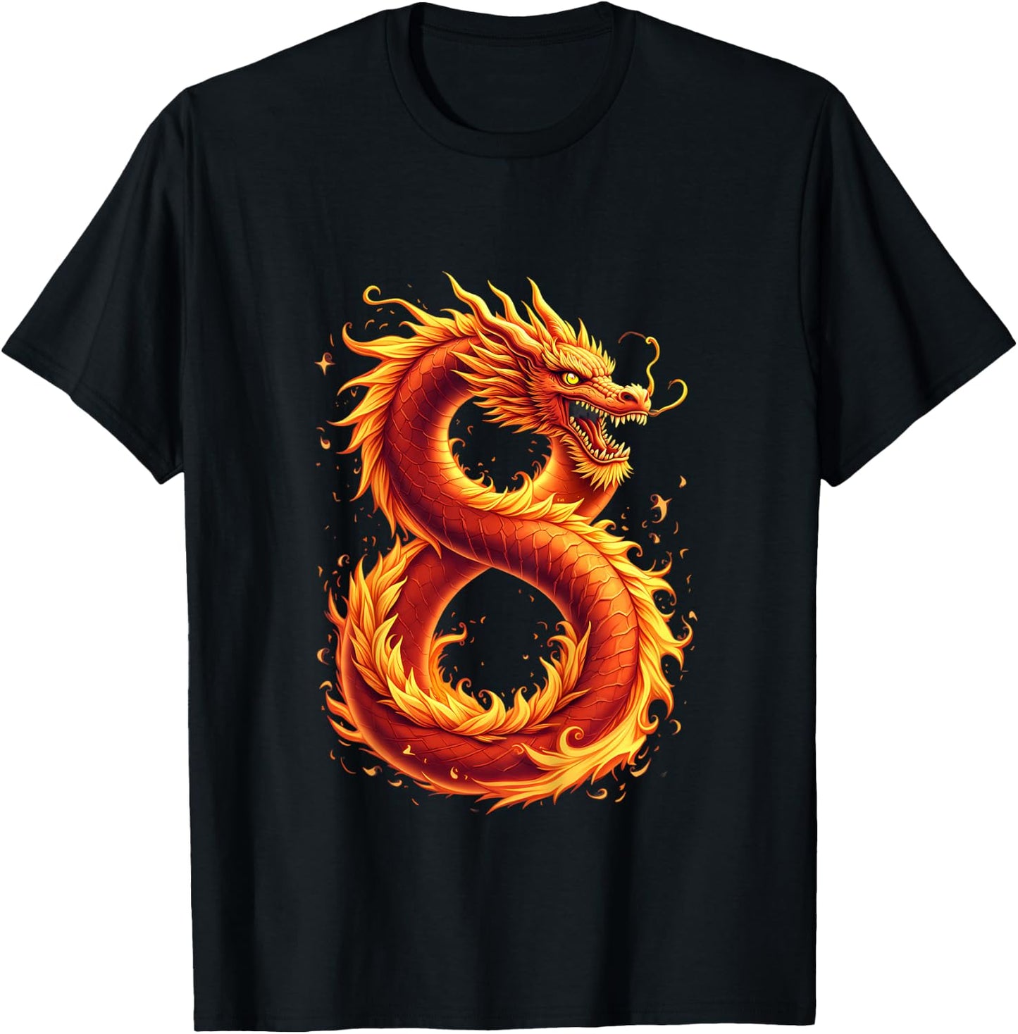 Kids Turning 8 Years Old Birthday, Boy Dragon 8th Bday Girl T-Shirt - T-Shirt | Black
