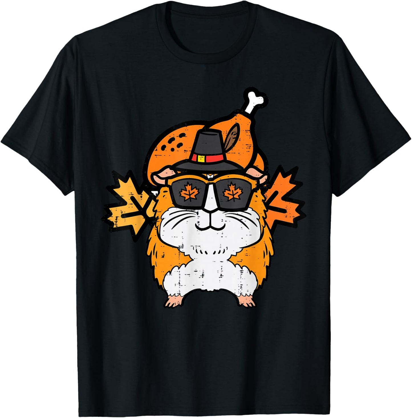 Thanksgiving Guinea Pig Turkey Day Fall Pet Men Women Kids T-Shirt - T-Shirt | Black