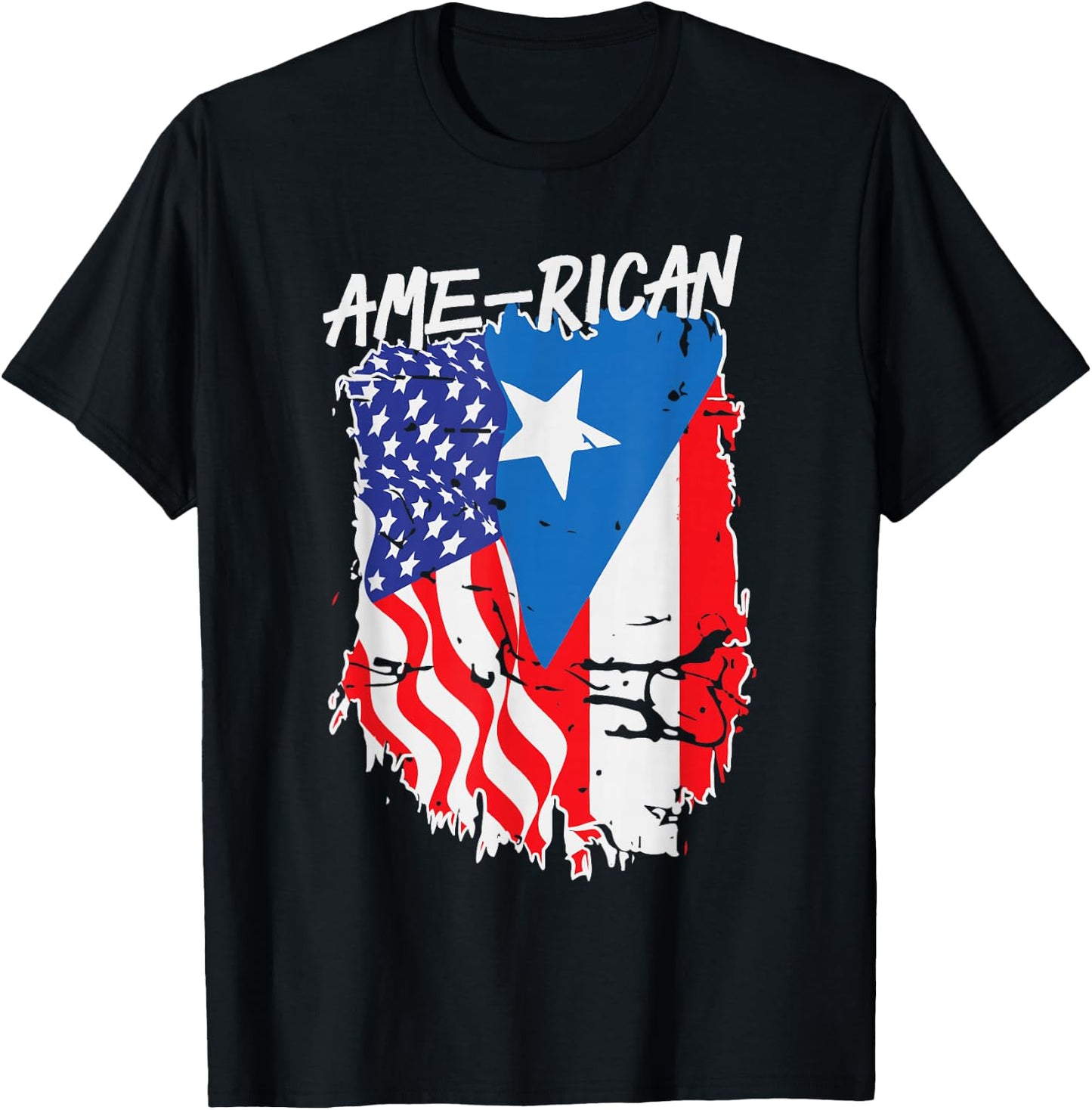 American Puerto Rican Flag Puerto Rico US America Hispanic T-Shirt - T-Shirt | Black