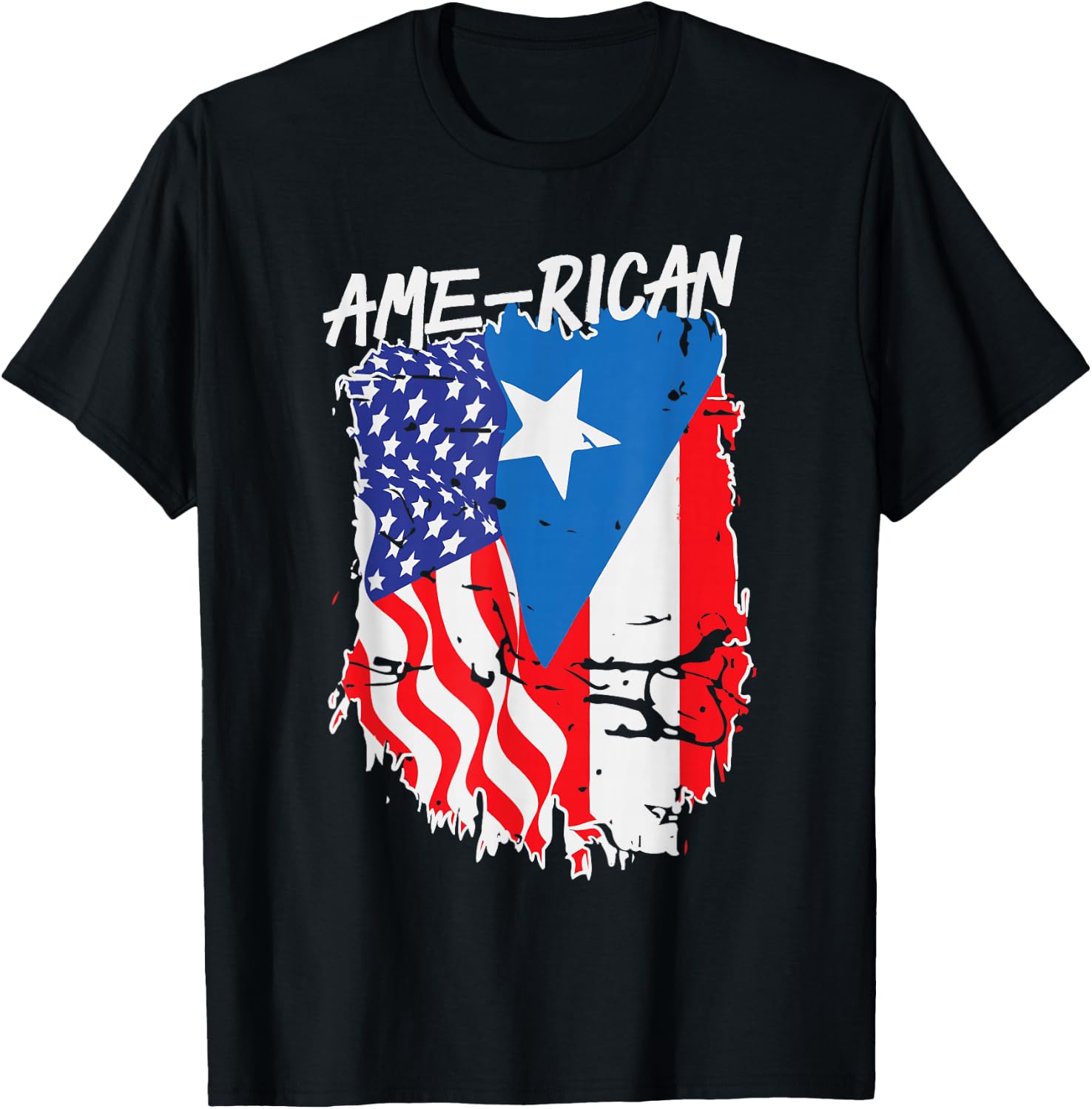 American Puerto Rican Flag Puerto Rico US America Hispanic T-Shirt - T-Shirt | Black