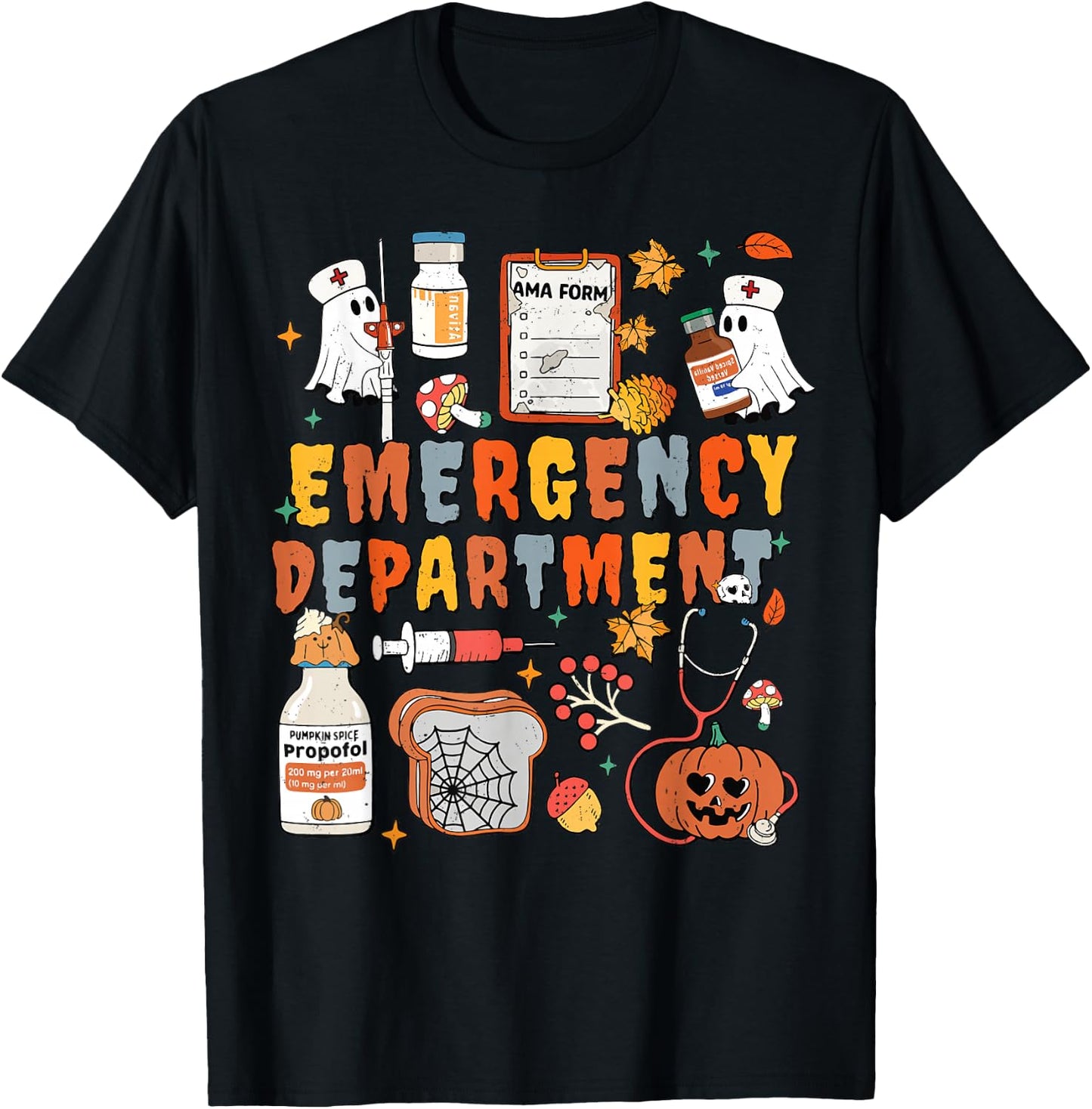 Emergency Department Funny ER Nurse Halloween Spooky Season T-Shirt - T-Shirt | Black