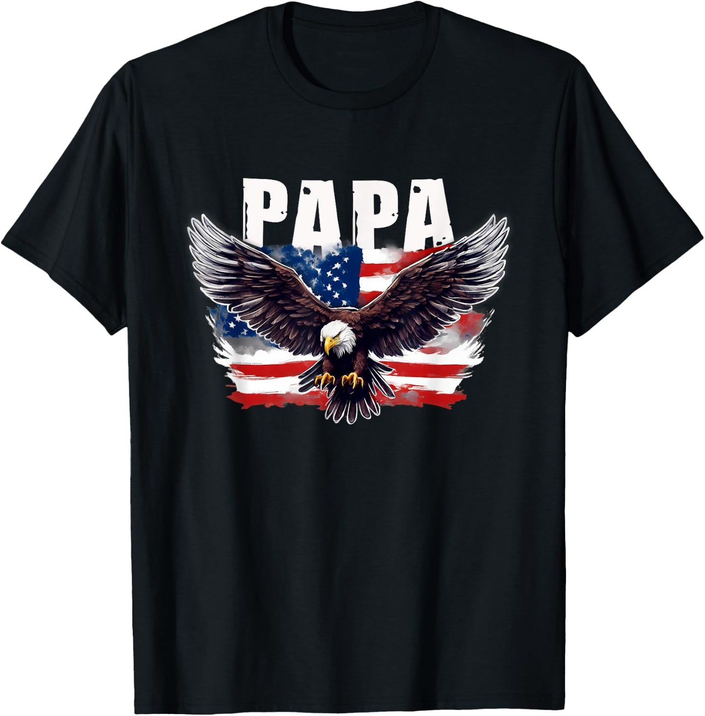 Patriotic Papa USA Flag with Eagle 4th of July Papa T-Shirt - T-Shirt | Black