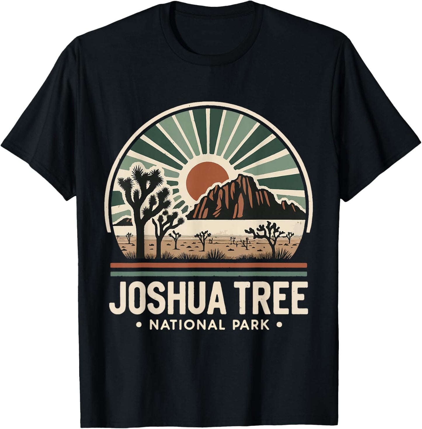 Joshua Tree National Park Retro Vintage Hike Camping Outdoor T-Shirt - T-Shirt | Black