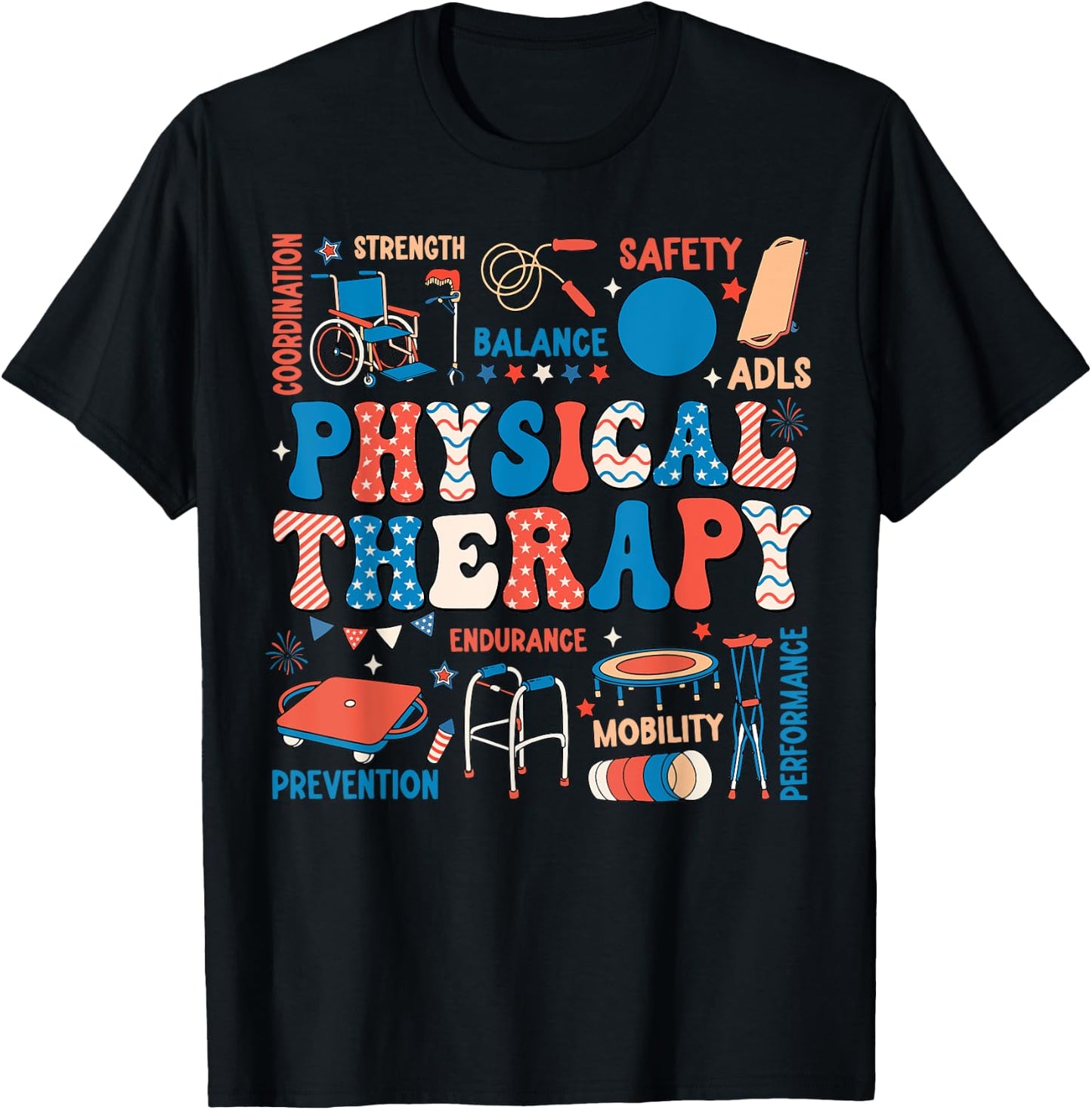 Retro Physical Therapy 4th Of July PT PTA Physical Therapist Men T-Shirt - T-Shirt | Black