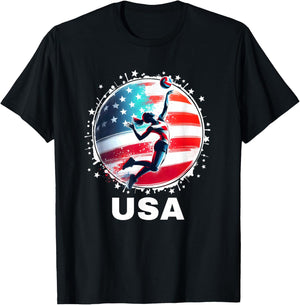 Volleyball USA Go USA Team USA Flag Women Volleyball T-Shirt - T-Shirt | Black